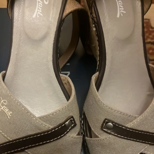 Gant platform sandals used with leather details beige and brown size 38