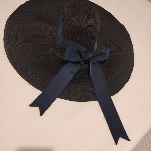 Lanvin bucket hat like new, large black with blue bow