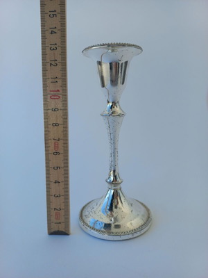 Old small silver-plated candlestick used