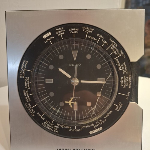 Seiko Seikosha Japan Airlines World Time Quartz Desk Clock used