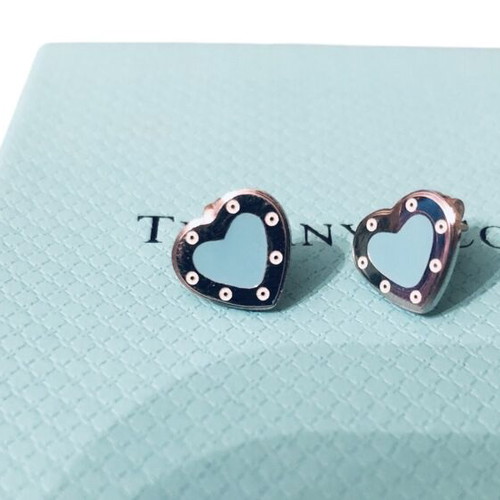 Return to Tiffany heart earrings silver with blue enamel new