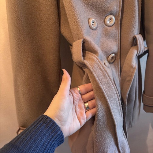 Beige coat size 56 like new with detachable belt