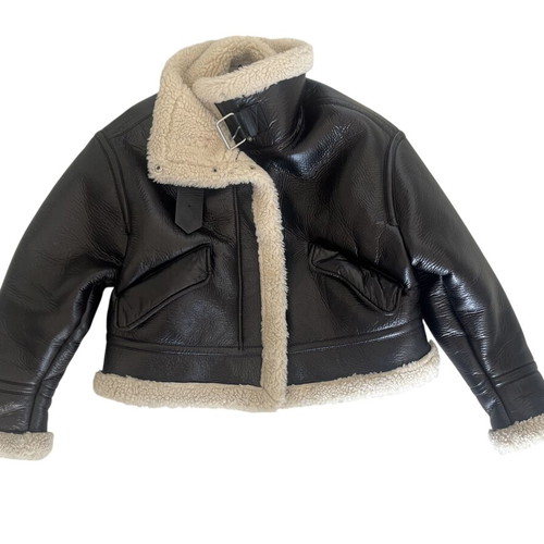 Oversized Shearling Jacket Zara like new, dark brown and beige