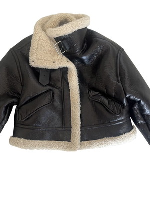 Oversized Shearling Jacket Zara like new, dark brown and beige
