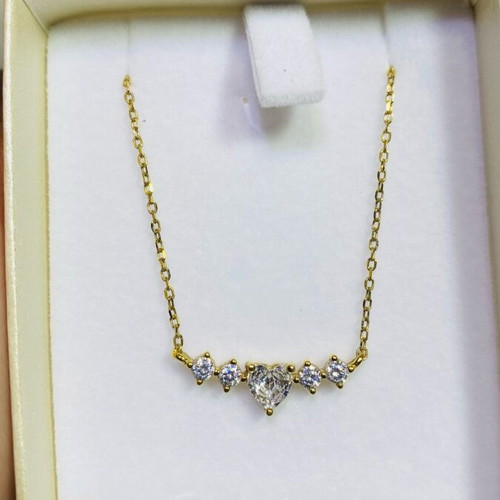 Silver (925) gold-plated necklace with stones new, gold color