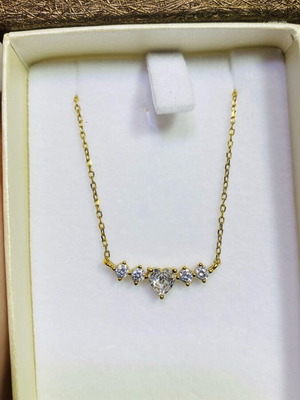Silver (925) gold-plated necklace with stones new, gold color