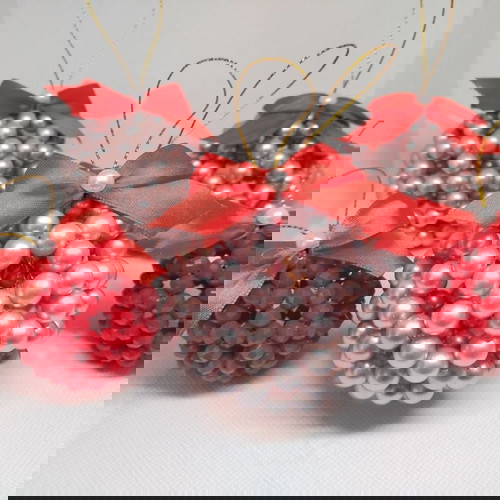 Луксозен ръчно изработен сет коледни топки за елха от перли и кристали