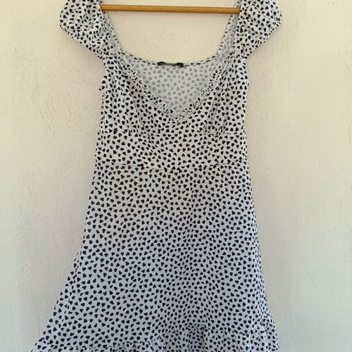 Bershka mini dress medium, black and white heart print, like new