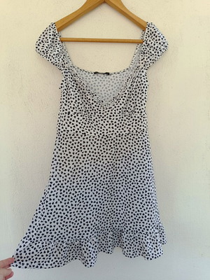 Bershka mini dress medium, black and white heart print, like new