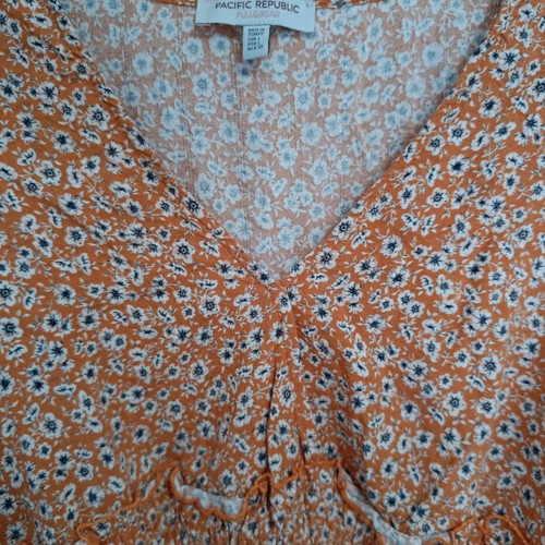 Floral orange top with elastic waist like new Pull & Bear