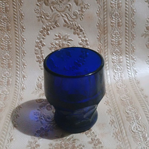 Antique carved handmade vase deep blue color like new