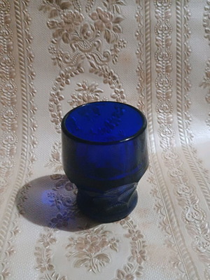 Antique carved handmade vase deep blue color like new