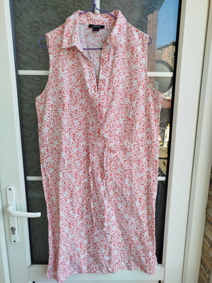 Esmara linen dress like new, white and red, with waist cord