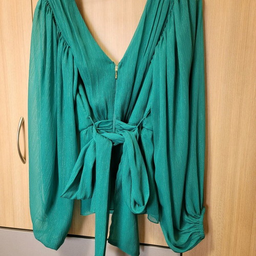 Petrol BSB blouse like new with gold thread and waist belt size M