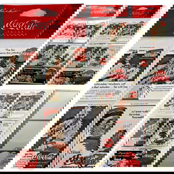 Classic/Vintage 5 αυτοκόλλητα παλιές διαφημίσεις Coca-Cola