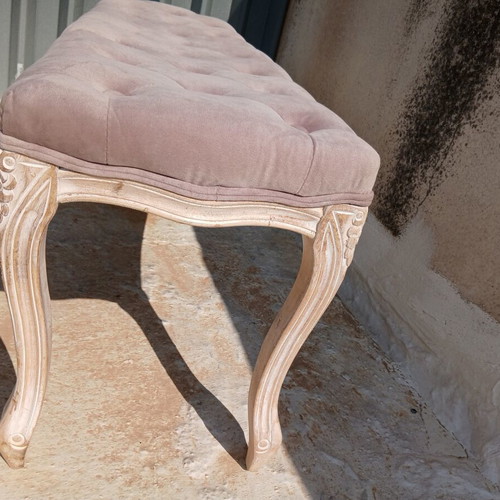 Stool with wooden frame, lilac color, like new