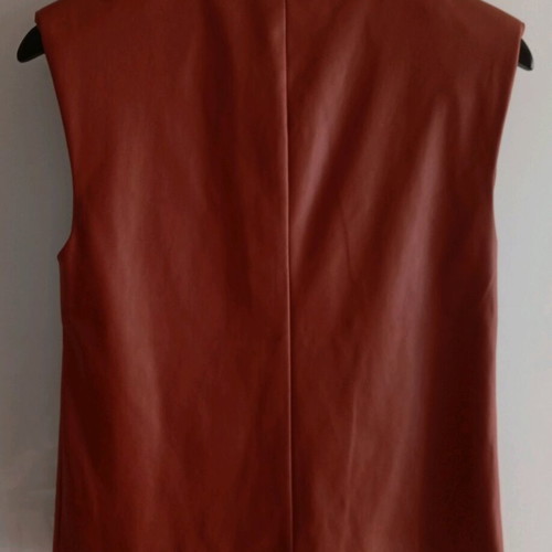 Stradivarius leatherette top new, orange, small with shoulder pads