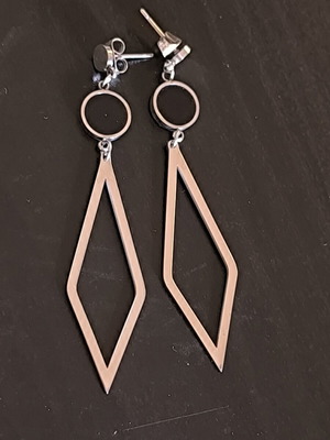 Modern geometric stainless steel earrings, silver rhombus design