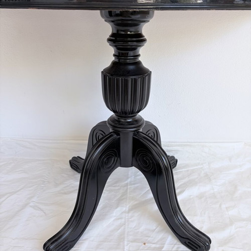 Vintage wooden round side table, extendable