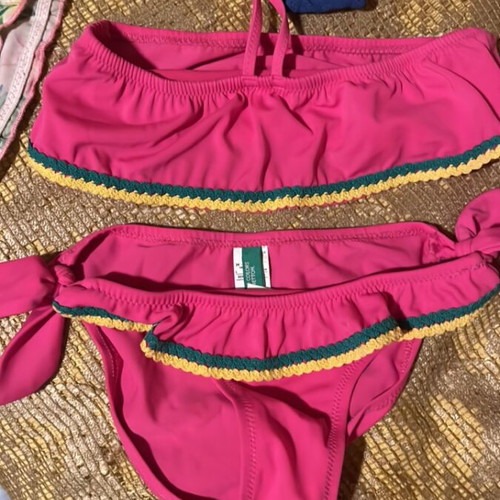 Benetton children's swimsuit used, size 8-9 years, red multicolor