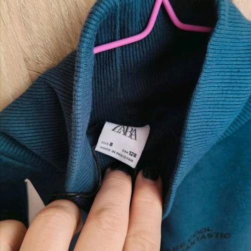 Zara cropped turtleneck sweatshirt new, blue/teal kids