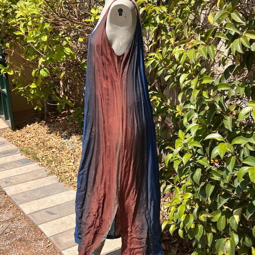 Dress L used, summer, two-tone blue-brown from Italy
