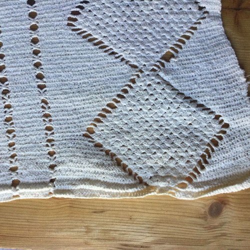Vintage handmade knitted table runner 160x40 cm used