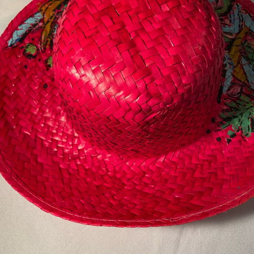 Fuchsia hat hand-painted unique, adjustable size