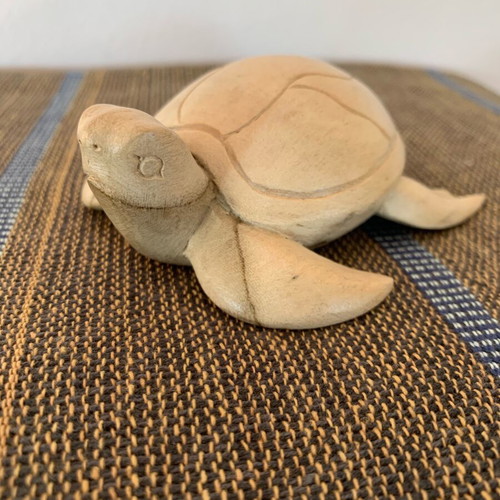 Decorative turtle handcarved from natural wood new