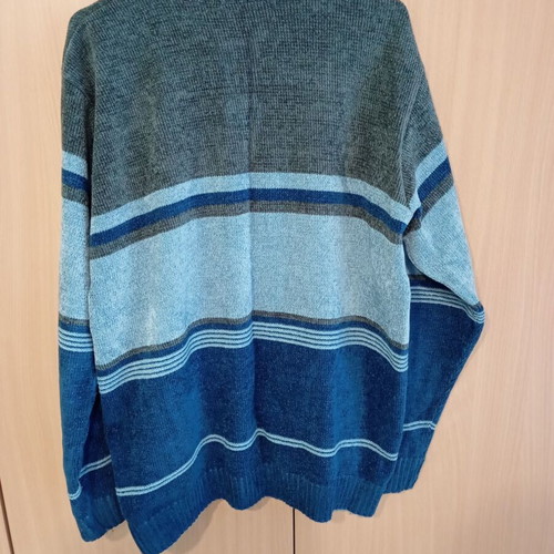 Men's sweater XL like new, gray and blue, 100% chenille