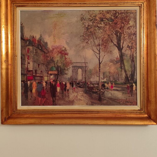 F. Claver Arc de Triomphe Paris oil painting with frame