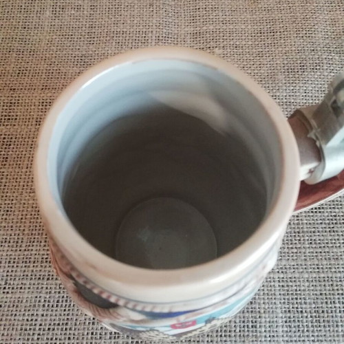 Kleiber ceramic beer mug vintage like new with metal lid