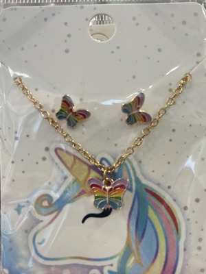 Children's jewelry set with colorful butterfly, new