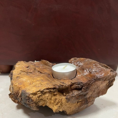 Wooden double polished holder for tealight candles