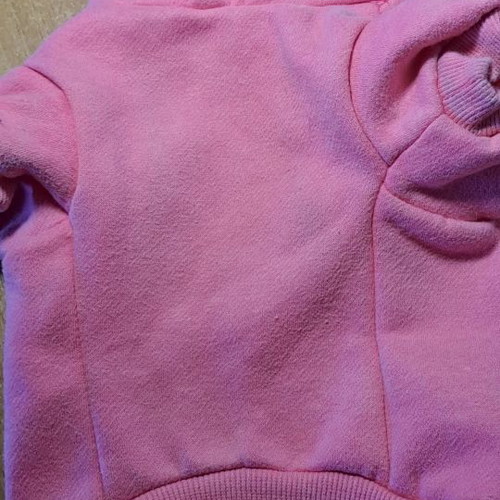 Dog accessory used, pink hoodie sweater
