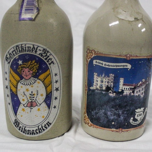 Old German beer bottles with porcelain cap used, pack of two