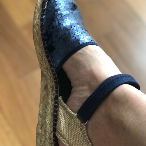 Chipie Blue Sequin Espadrilles Size EU 39 Like New with Box