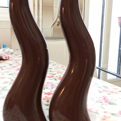 Ceramic candlesticks set like new, brown color