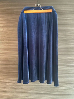 Blue midi skirt M&S like new with velvet look No12