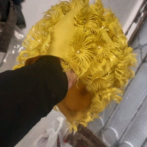 Swimming cap yellow with flowers like new