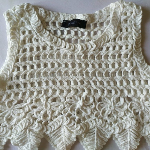Women's white knitted sleeveless top Doretta new