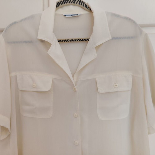 Donna silk semi-transparent cream shirt XL