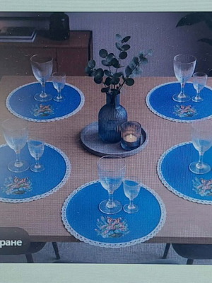Hand Made Round Table Napkins Set of 6, New, Cotton Fabric