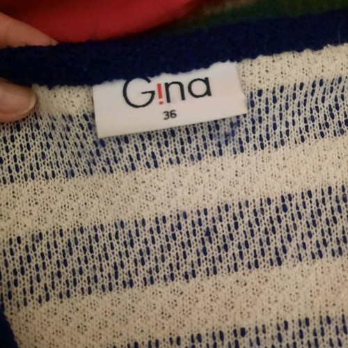 Striped cardigan used, blue and white, fits small and medium