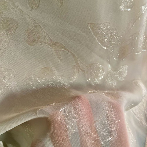Iridescent floral semi-transparent blouse beige new, size M