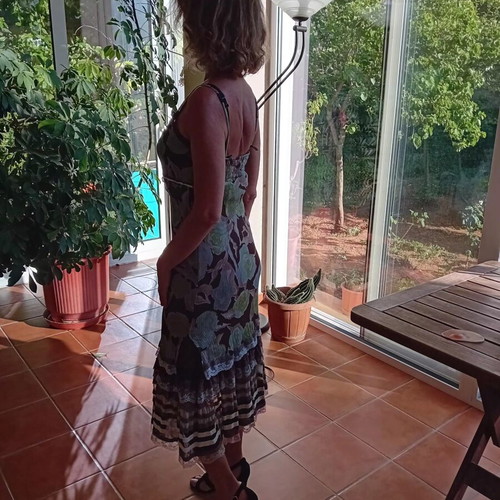 Summer formal dress by Vitsio like new, blue and brown