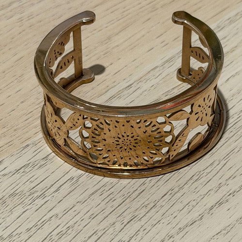Loisir Rose Gold Bracelet Cuff with Floral Cut-Out Design like new