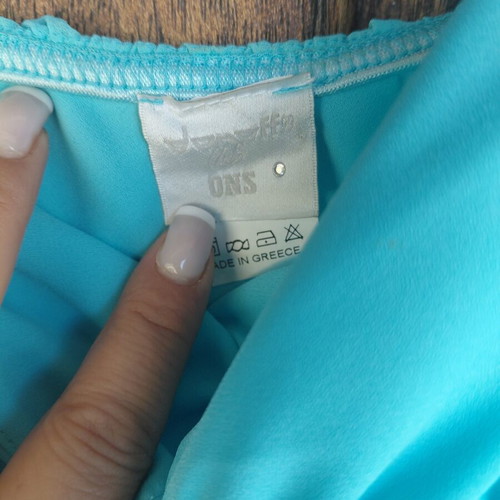 Danoff turquoise camisole with ruffles like new, made in Greece
