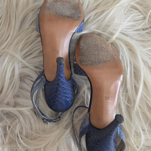 Kurt Geiger Bond Street Blue Snakeskin Strappy Heeled Sandals used