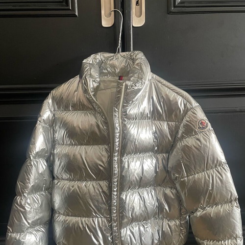 Moncler puffer jacket silver like new, 90% down 10% feather, size 140 cm